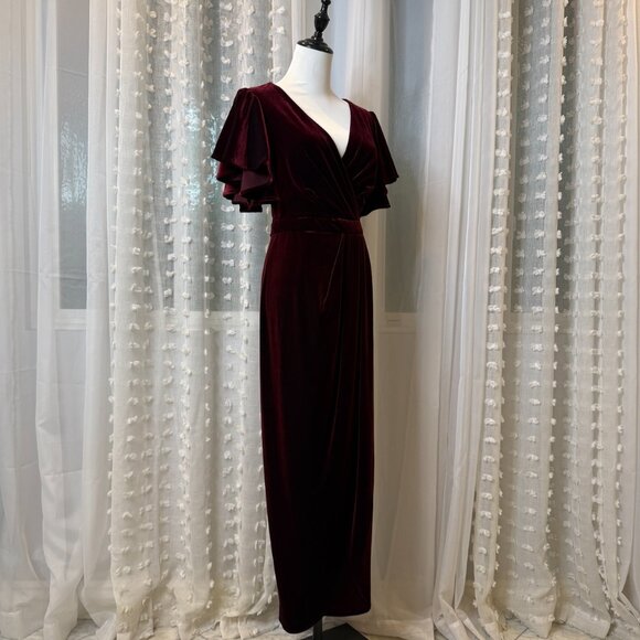 BHLDN Velvet Burgundy Formal Dress - Picture 9 of 15